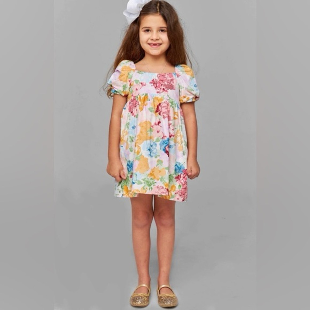 Buddy Love Floral Kids Kennedy Dress with Puff Sleeves -6T